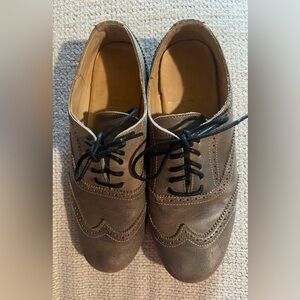 Bed Stu Women’s Taupe Gray Brown Leather Oxfords Shoes size 8.5 preppy classic